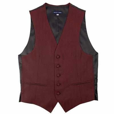 V-23 Gilet de cérémonie fabriqué au Japon, motif chevron, bordeaux