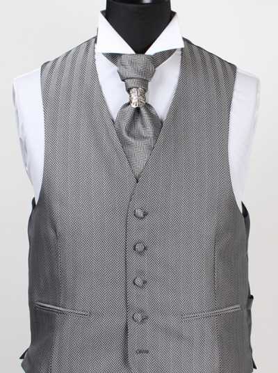 V-24 Gilet habillé fabriqué au Japon, chevron argent