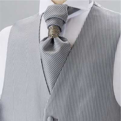 V-3005 Gilet habillé, Fabriqué au Japon, Motif à rayures grises