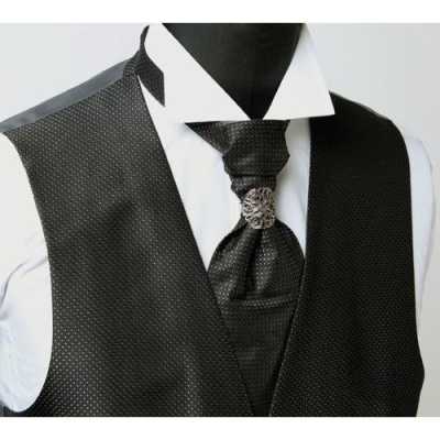 V-998B Gilet habillé fabriqué au Japon noir argent petit motif