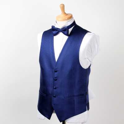 VANNERS-V-009 VANNERS Gilet habillé pied-de-poule bleu marine