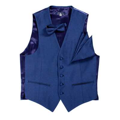 VANNERS-V-28 Gilet en tissu VANNERS, motif à pois, jacquard aspect denim, bleu marine