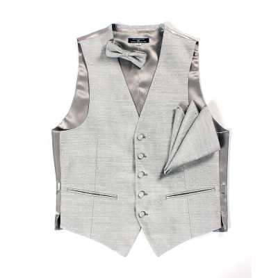 VANNERS-V-29 Gilet à motif pois en jacquard aspect denim, en tissu VANNERS, gris glace