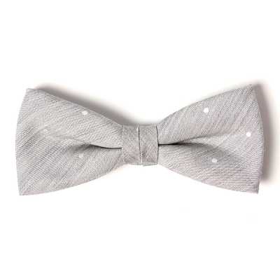 VBF-29 Nœud papillon en tissu VANNERS, motif à pois, jacquard effet denim, gris glace