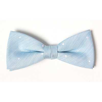 VBF-30 Nœud papillon en tissu VANNERS, motif à pois, jacquard aspect denim, bleu glacier