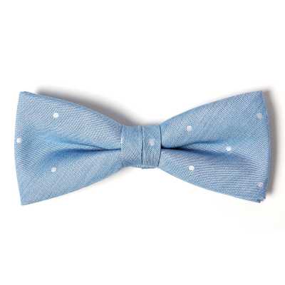 VBF-31 Nœud papillon en tissu VANNERS, motif à pois, jacquard effet denim, bleu indigo