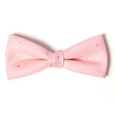 VBF-33 Nœud papillon en tissu VANNERS, motif à pois, jacquard effet denim, rose