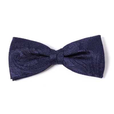 VBF-37 Noeud papillon fabriqué avec le tissu VANNERS, motif paisley, bleu marine