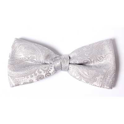 VBF-38 Nœud papillon en tissu VANNERS, motif paisley, gris clair