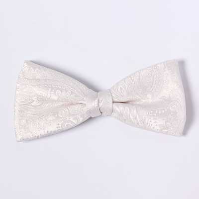 VBF-39 Noeud papillon en tissu VANNERS, motif paisley, blanc