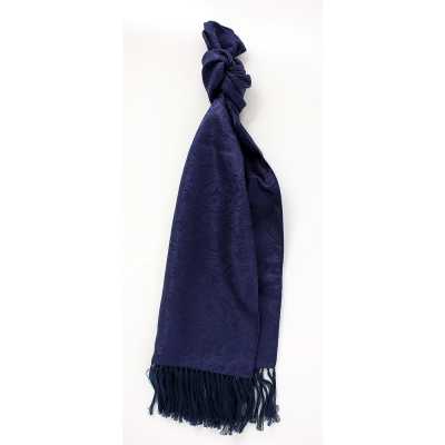 VST-1 Étole à motif cachemire bleu marine, fabriquée en tissu de soie VANNERS
