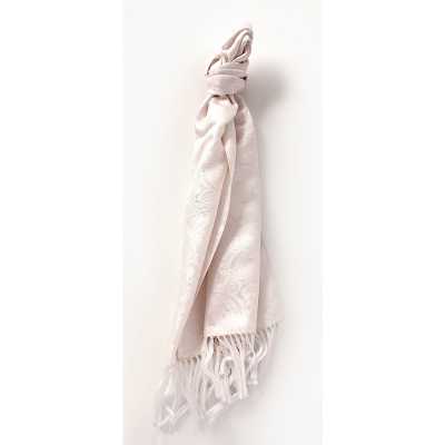VST-3 Étole en tissu de soie VANNERS, motif cachemire, blanc