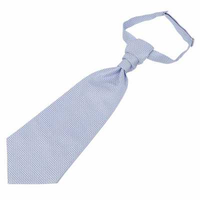 YT-27 Cravate ascot jacquard fabriquée au Japon (cravate européenne) à motif à carreaux bleu saxon