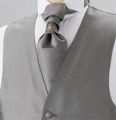 YT-300 Cravate ascot en soie fabriquée au Japon (cravate euro) motif komon gris