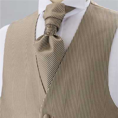 YT-3004 Fabriqué au Japon, cravate ascot jacquard (cravate euro), motif à rayures doré