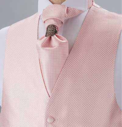 YT-984 Cravate ascot en soie fabriquée au Japon (cravate euro), motif nid d'abeille, rose