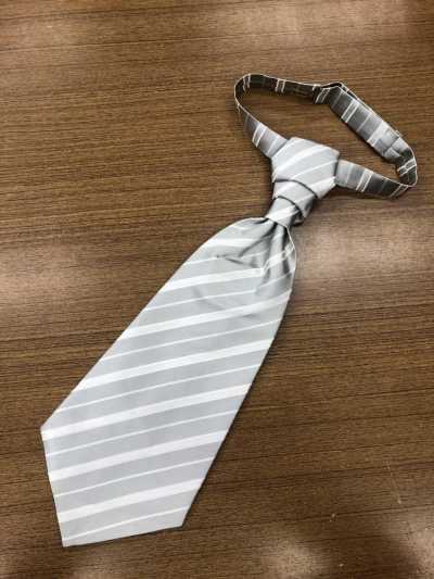 YT-986G Fabriqué au Japon Cravate ascot (cravate européenne) satin de soie à rayures gris
