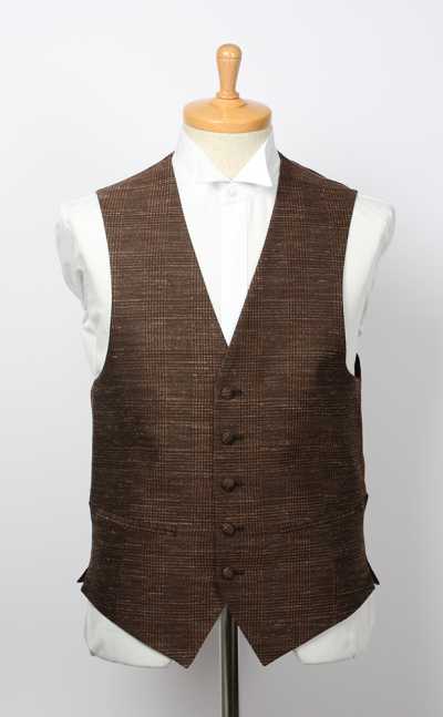 VANNERS-V-041 Gilet en tissu tri-matière VANNERS, à motif Glen check, brun