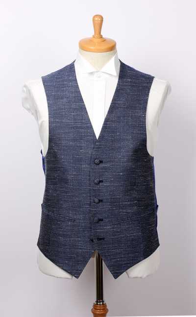 VANNERS-V-042 VANNERS Gilet en tissu tri-matière, à carreaux Glen, bleu marine