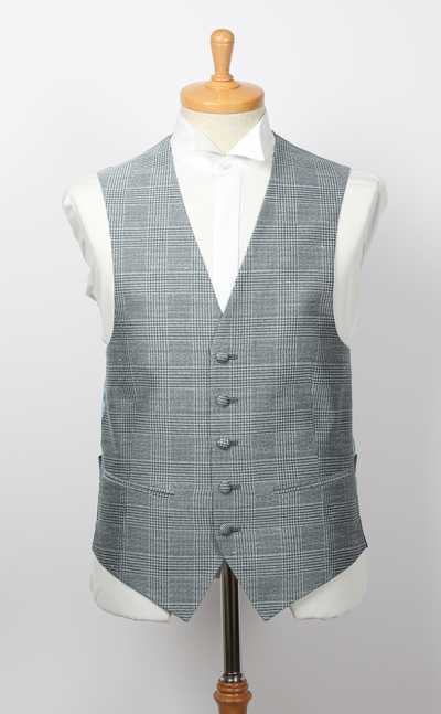 VANNERS-V-043 Gilet en tissu tri-mélange VANNERS, motif Glen Check, bleu gris