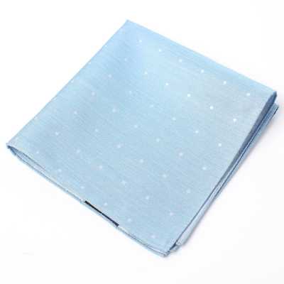 VCF-31 Pochette réalisée avec tissu VANNERS à motif pois, jacquard aspect denim, bleu indigo