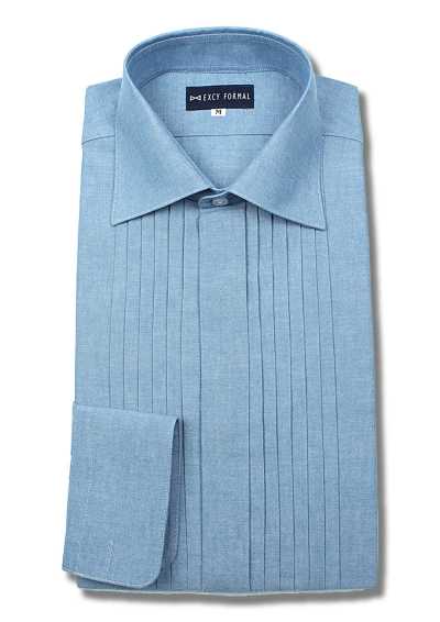 ST-512D Chemise en denim plissée à grand col