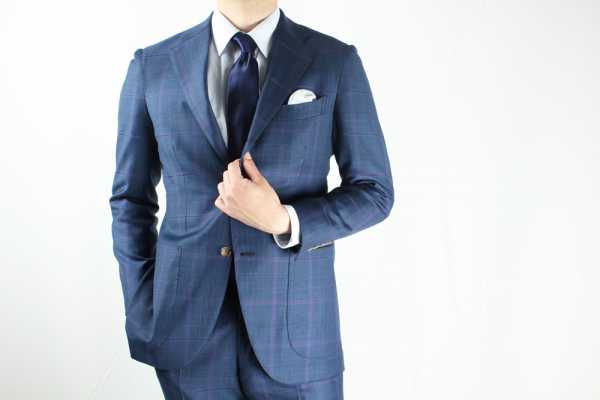 GXPSS1 Costume Simple Carreaux Bleus Utilisant DORMEUIL Textile
