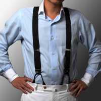 AT-BLACK-XL Albert Thurston Bretelles Sans Motif Noir 2 Voies Type XL Taille[Accessoires Formels] ALBERT THURSTON Sous-photo