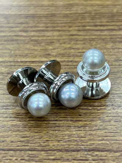 3002 Bouton pression à rivet perle noire argent