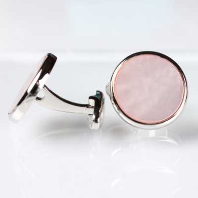 E-5-C Boutons de manchette en coquillage avec revêtement coloré rose