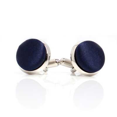 CUFF-V01 VANNERS boutons de manchette recouverts de tissu en soie, bleu marine