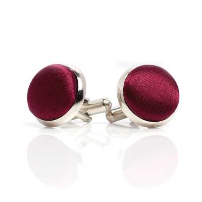 CUFF-V02 Boutons de manchette recouverts en tissu de soie VANNERS, bordeaux