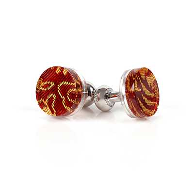 ACU-1 Boutons de manchette enduits Nishijin-ori Arabesque avec phénix rouge