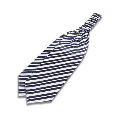 VAS-51 VANNERS Cravate ascot en soie, rayée bleu marine