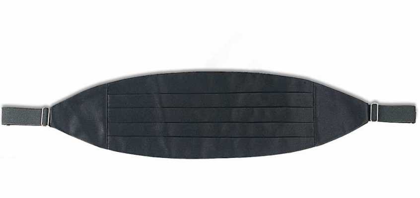 CM-101 Ceinture de smoking noire haut de gamme en véritable tissu de soie