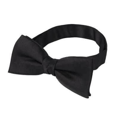 BF-101 Nœud papillon confectionné avec un tissu de parement en pure soie premium - Noir