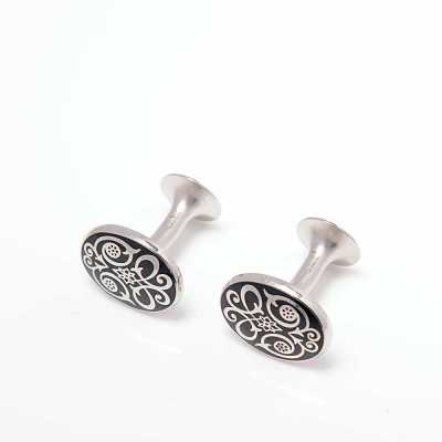 CO-C06-BK CODIS MAYA Boutons de manchette à volutes noirs