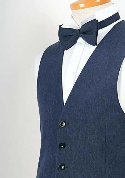 LV-1 Fabriqué au Japon, gilet en lin bleu marine