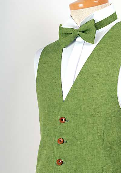 LV-3 Gilet en lin fabriqué au Japon vert