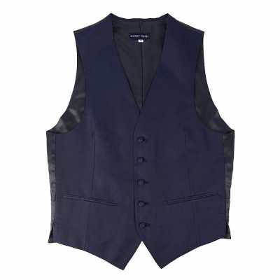 V-304 Gilet habillé, Jacquard de soie, bleu marine