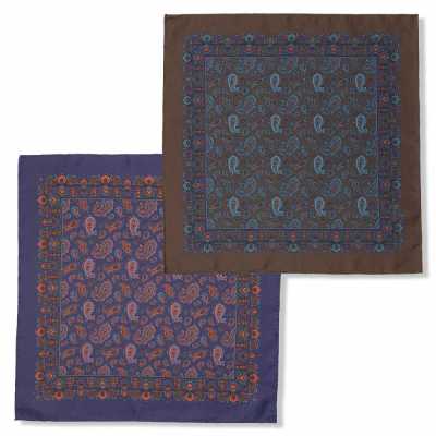 RKC-3241 EXCY FORMAL Pochette en soie imprimée motif cachemire