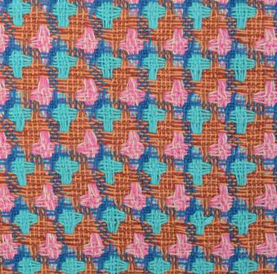 A7545 Linton Tweed, tissu fabriqué en Angleterre orange × bleu turquoise × rose