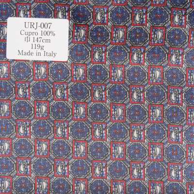 URJ-007 Doublure imprimée 100 % Cupro fabriquée en Italie, petit motif
