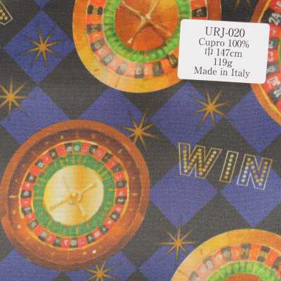 URJ-020 Fabriqué en Italie Doublure imprimée 100 % cupro motif roulette série Casino