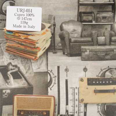 URJ-051 Fabriqué en Italie Doublure imprimée 100 % Cupro à motif de musique classique