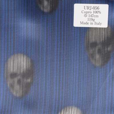 URJ-056 Fabriqué en Italie Cupro 100 % doublure imprimée motif squelette horrifique sombre