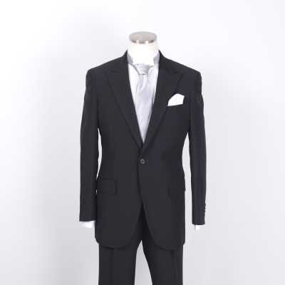 EFW-BKS Costume noir en tissu Cerruti italien, tenue semi-formelle