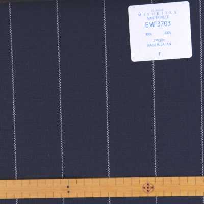 EMF3703 Collection Masterpiece Savile Row Yarn Count Series Large Rayé Bleu Marine[Textile] Miyuki Keori (Miyuki) Sous-photo