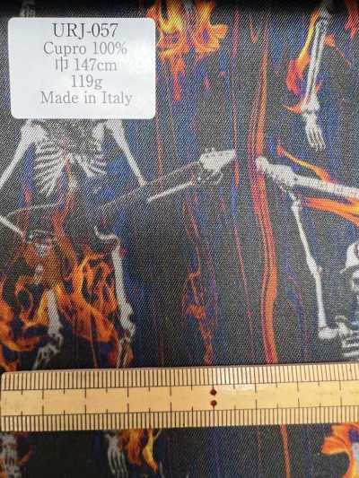 URJ-057 Doublure imprimée 100 % cupro fabriquée en Italie, motif Skull Rock