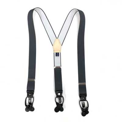 SR-GREY SR-GREY Bretelles EXCY Braces gris uni 2-en-1 élastique 35 mm